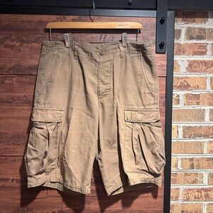 Patagonia Organic Cotton Cargo Outdoor Hiking Utility Shorts Khaki tan Size 32